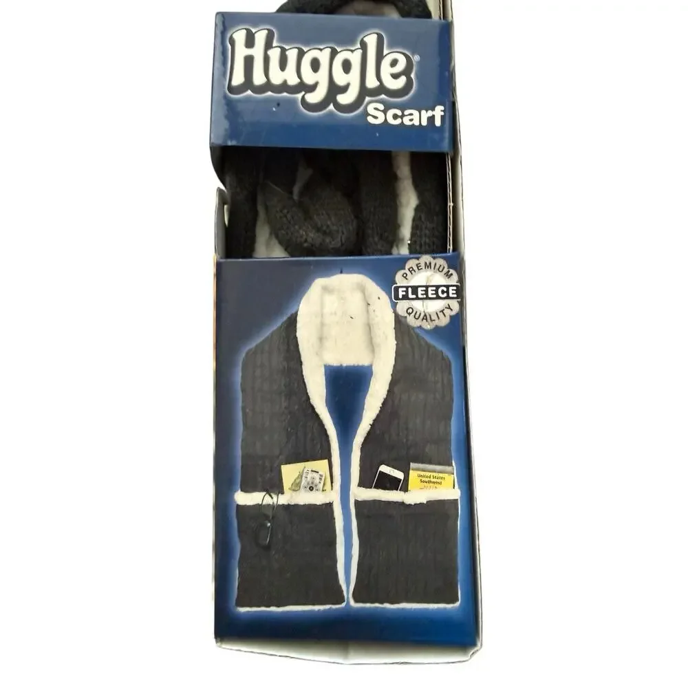 Ontel Huggle Ultra Plush Blanket Scarf Grey Reversible Pockets Cozy New